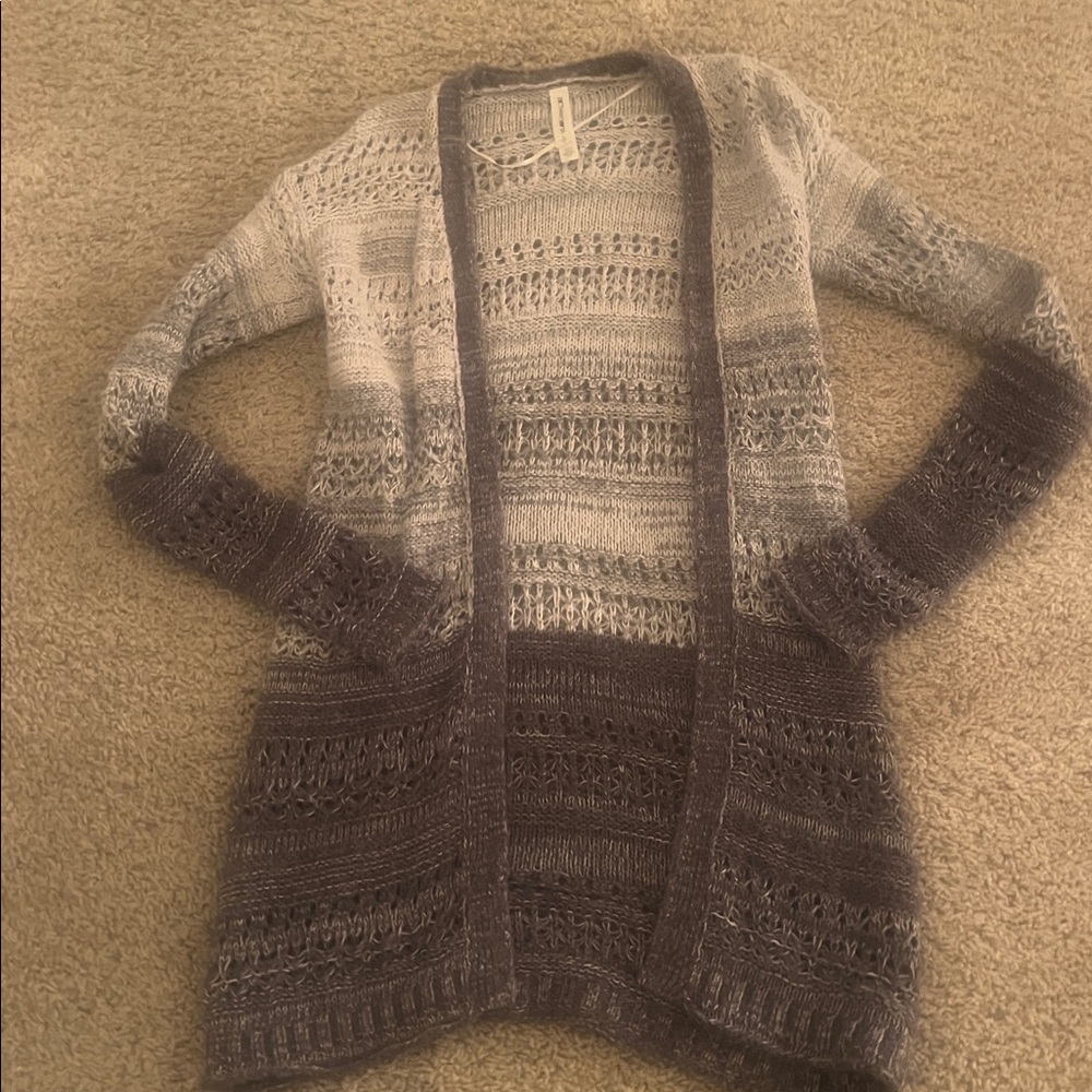 Bethany Mota Gray Open Knit  Cardigan